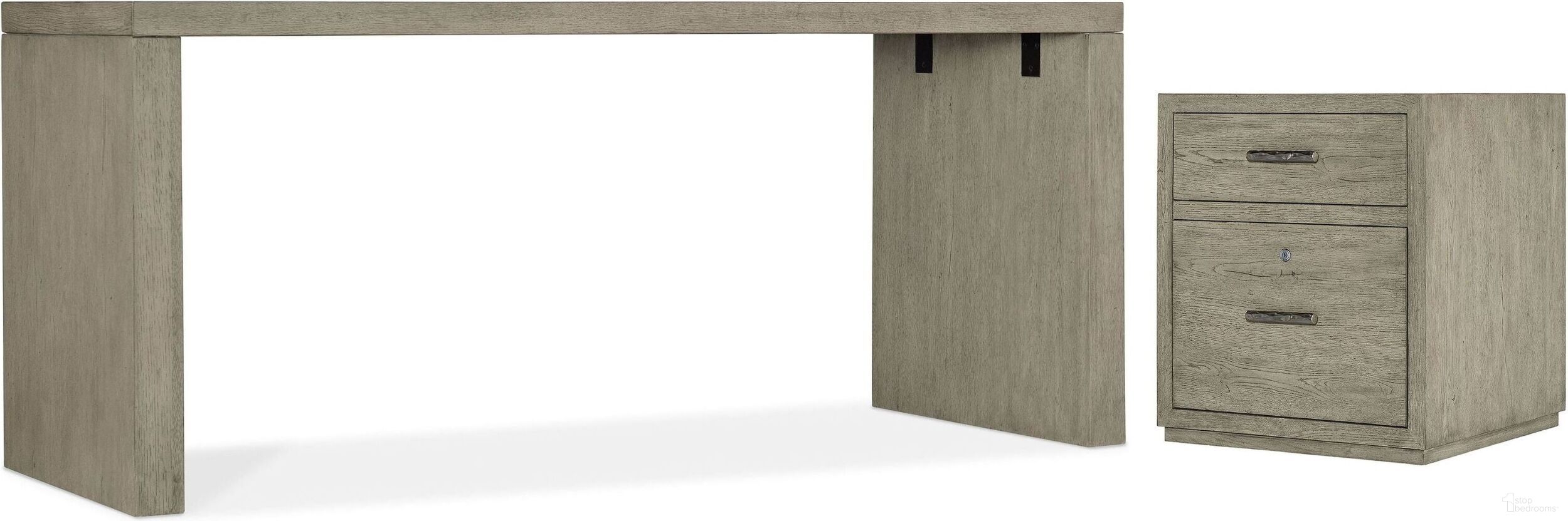 The appearance of Linville Falls Medium Wood 60 Inch Home Office Set designed by Hooker in the transitional interior design. This medium wood piece of furniture  was selected by 1StopBedrooms from Linville Falls Collection to add a touch of cosiness and style into your home. Sku: 6150-10060-85;6150-10061-85;6150-10416-85. Material: Wood Veneer.