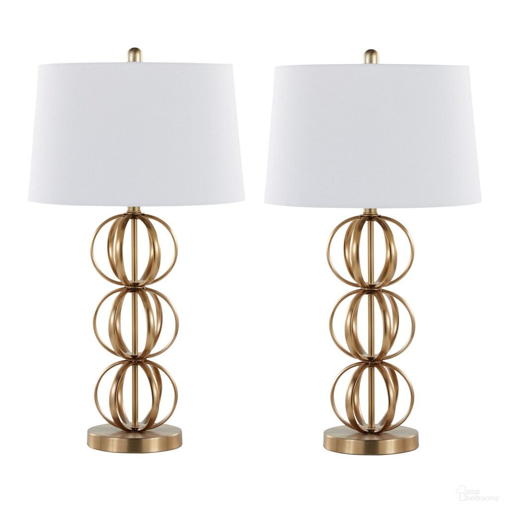 Linx 29 Inch Linen Shade Metal Table Lamp Set of 2 In Gold and White