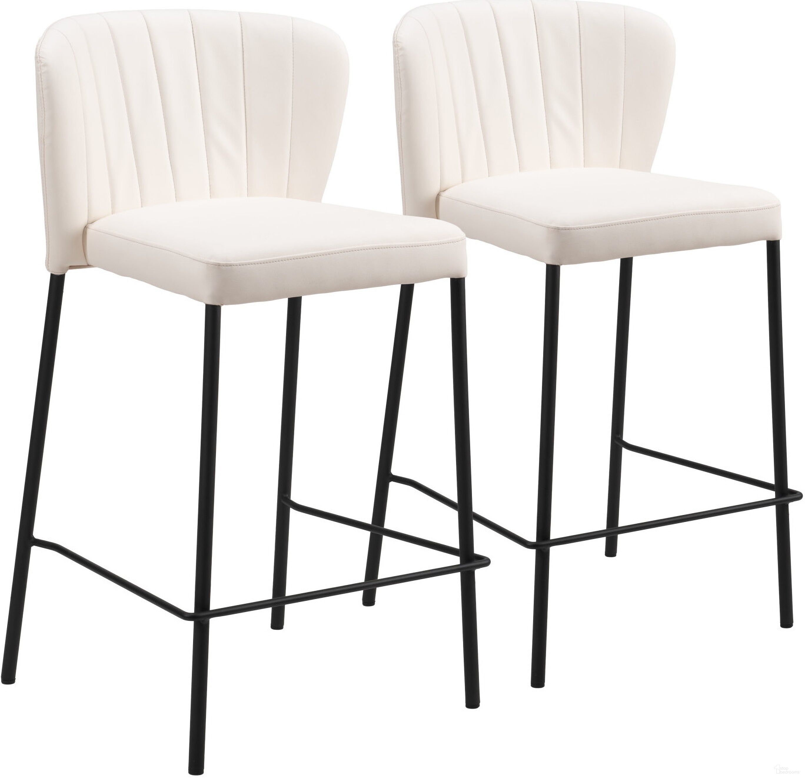 The appearance of Linz Counter Stool Set of 2 In Cream designed by Zuo Modern in the modern / contemporary interior design. This cream piece of furniture was selected by 1StopBedrooms from Linz Collection to add a touch of cosiness and style into your home. Sku: 109780. Material: Polyurethane.