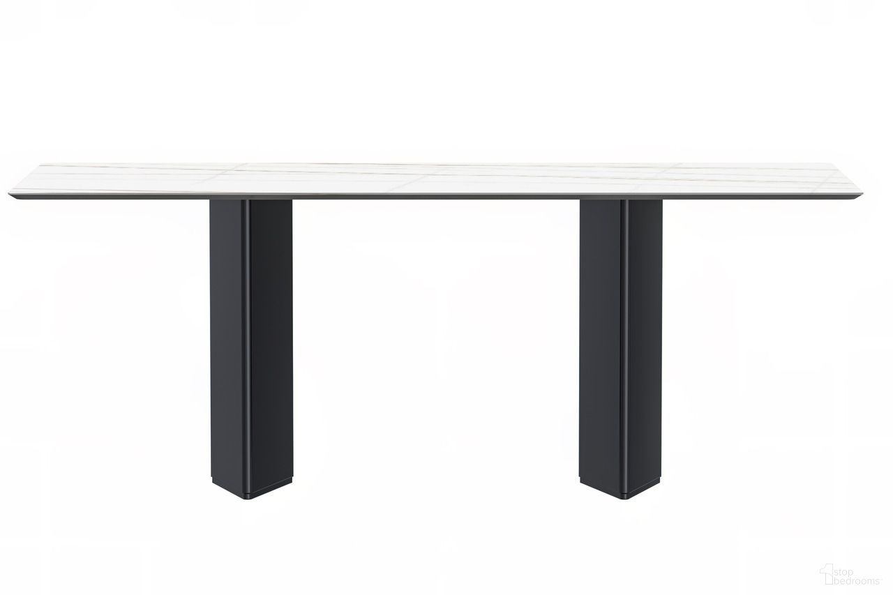 Lior 71 Inch Dining Table with Sintered Stone Top In Black and White