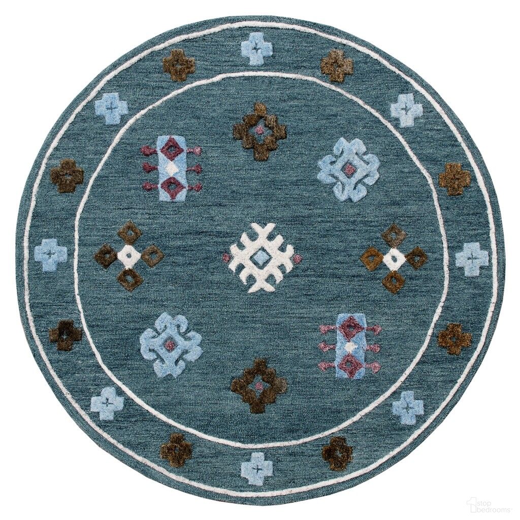 Lioro Geometric Hand-Hooked Wool Area Rug In Blue and Multi