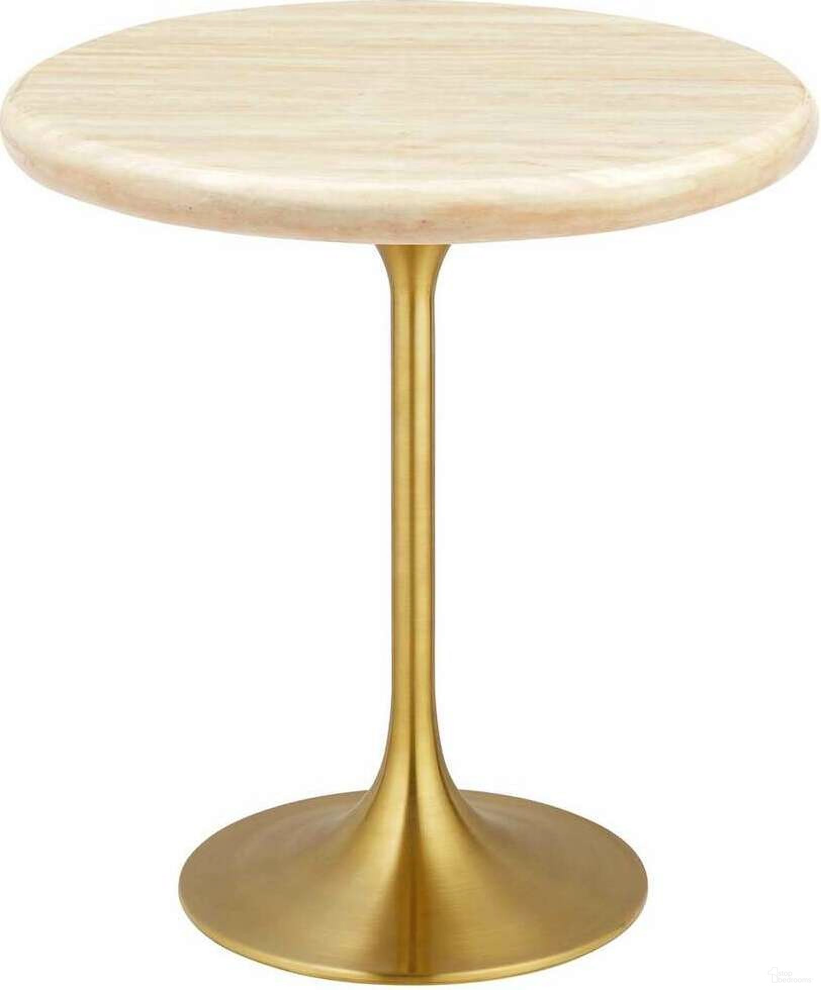 Lippa 20 Inch Artificial Round Side Table In Gold