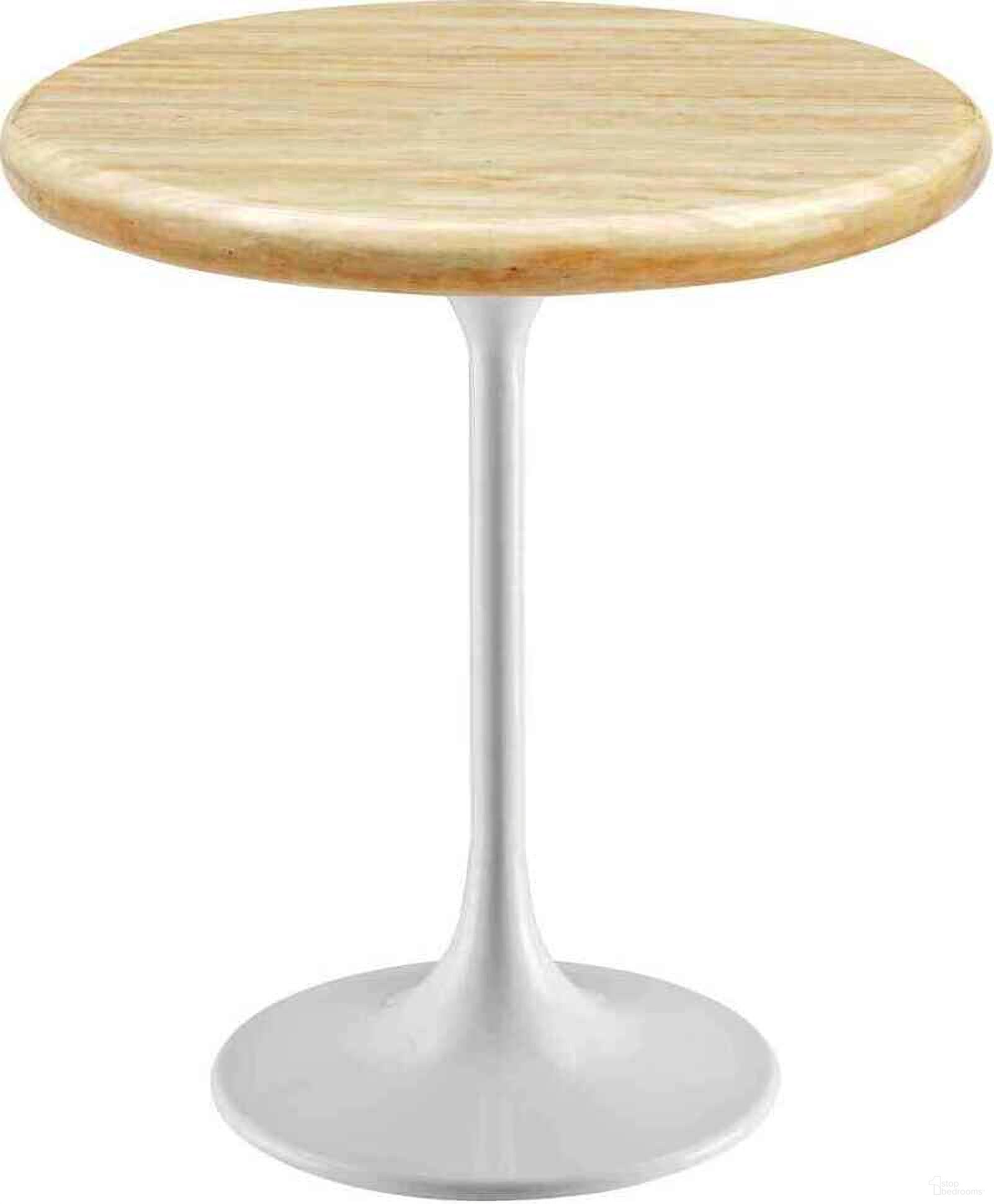 Lippa 20 Inch Artificial Round Side Table In White