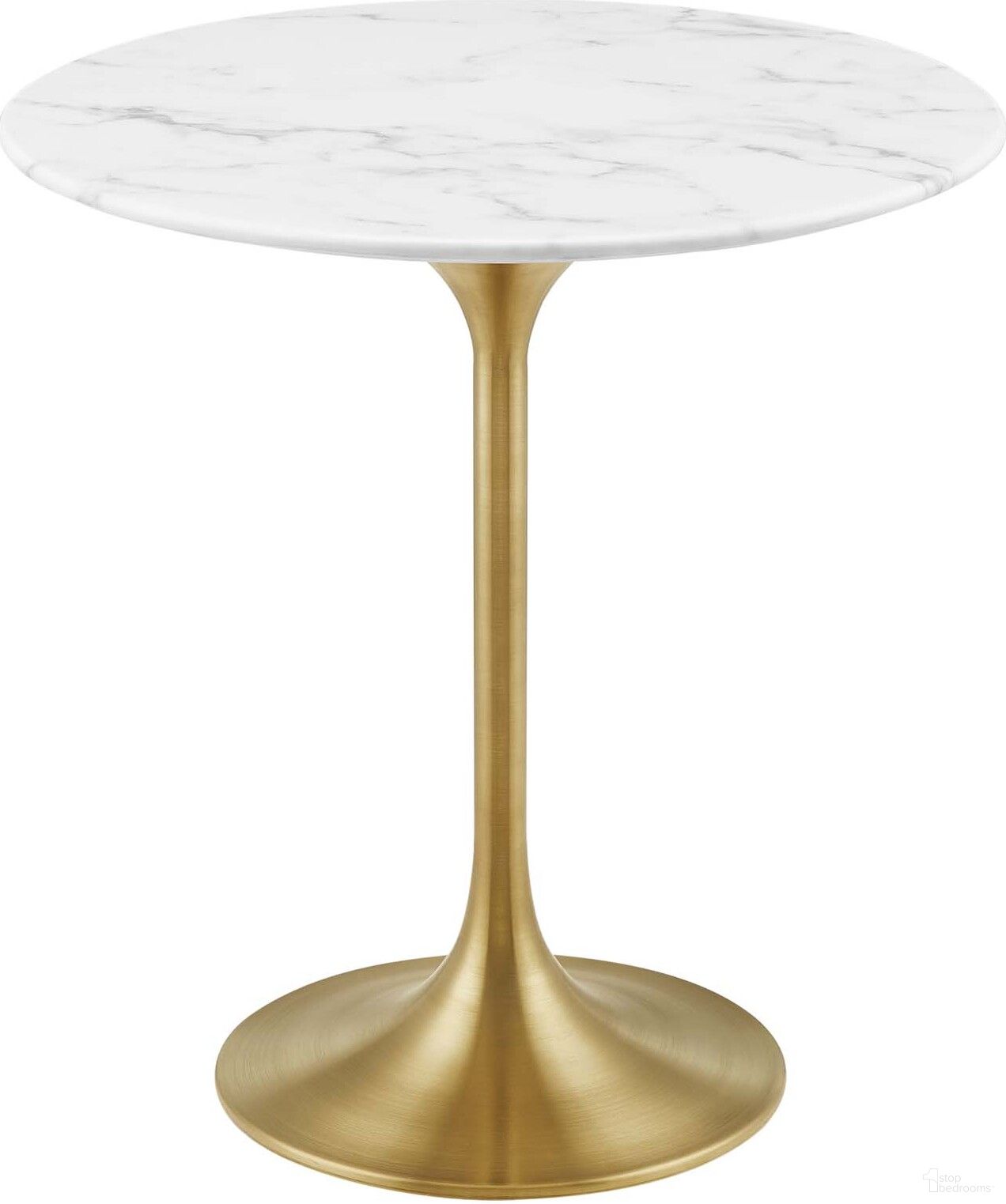 Lippa 20 Inch Round Artificial Marble Side Table In Gold White
