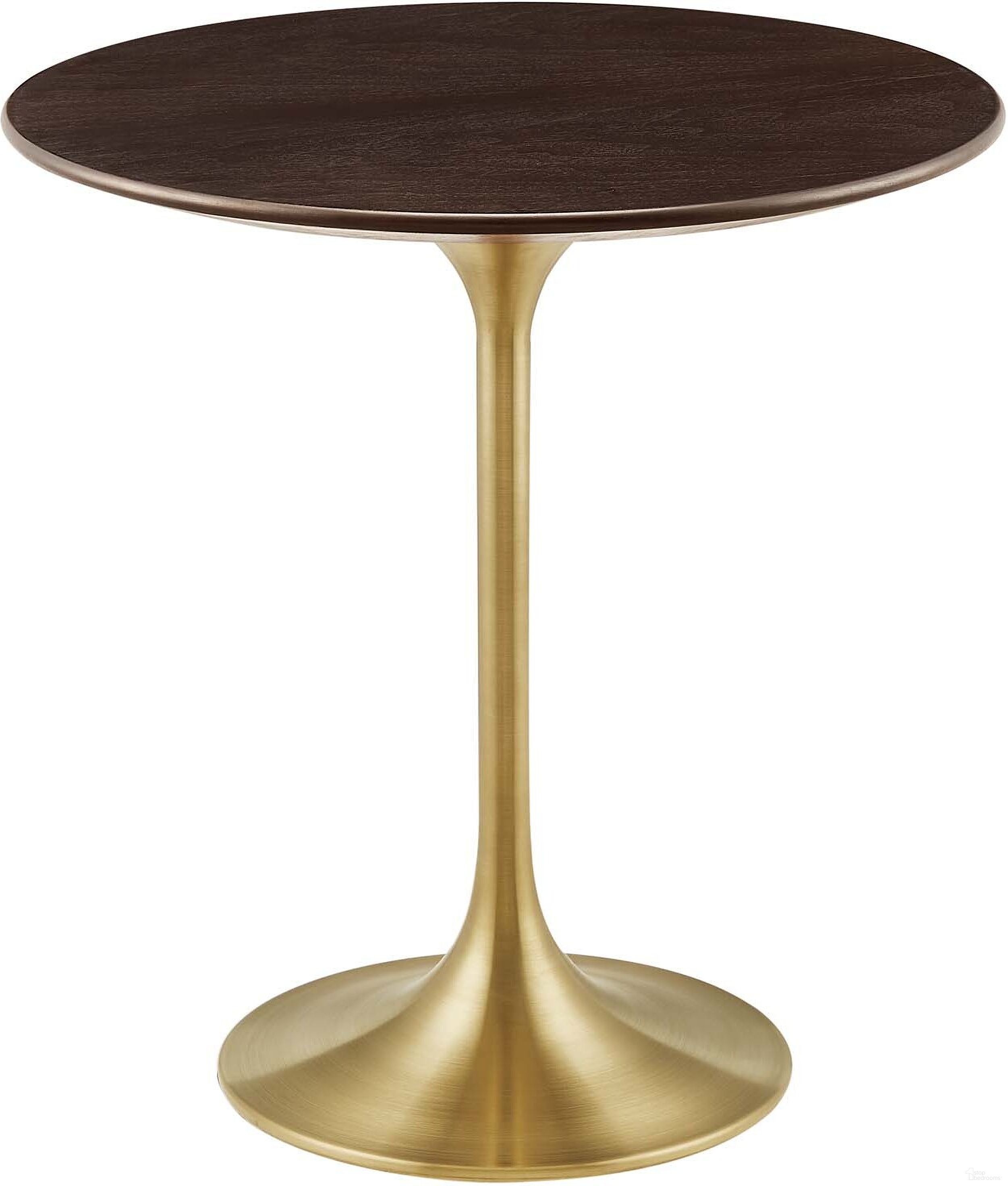 Lippa 20 Inch Round Side Table In Gold Cherry Walnut