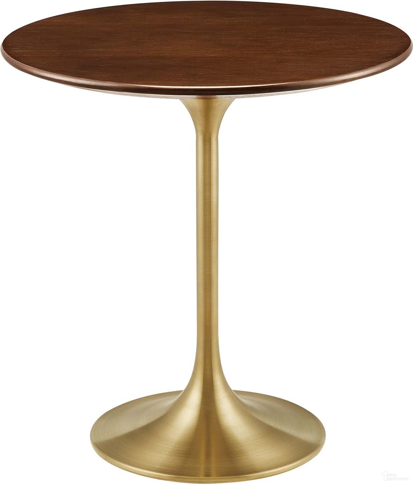 Lippa 20 Inch Round Side Table In Gold Walnut