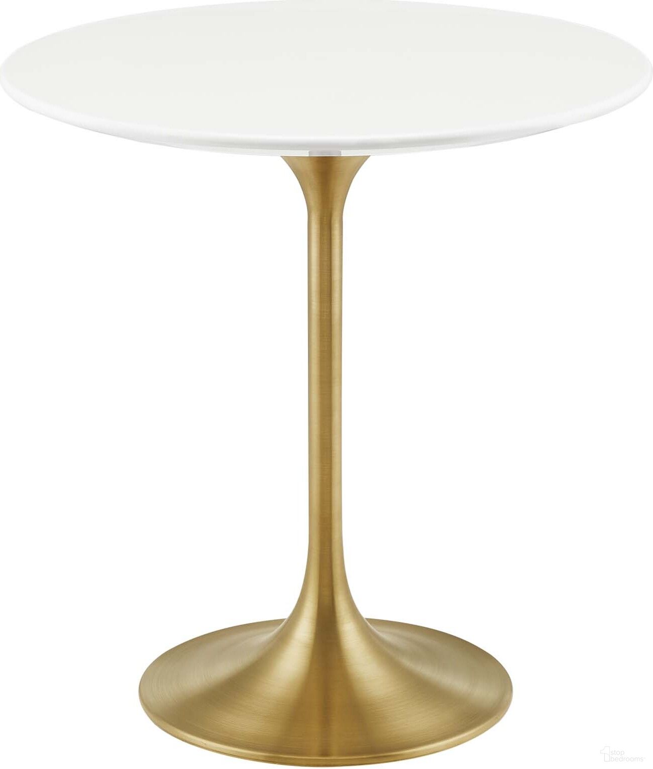 Lippa 20 Inch Round Side Table In Gold White