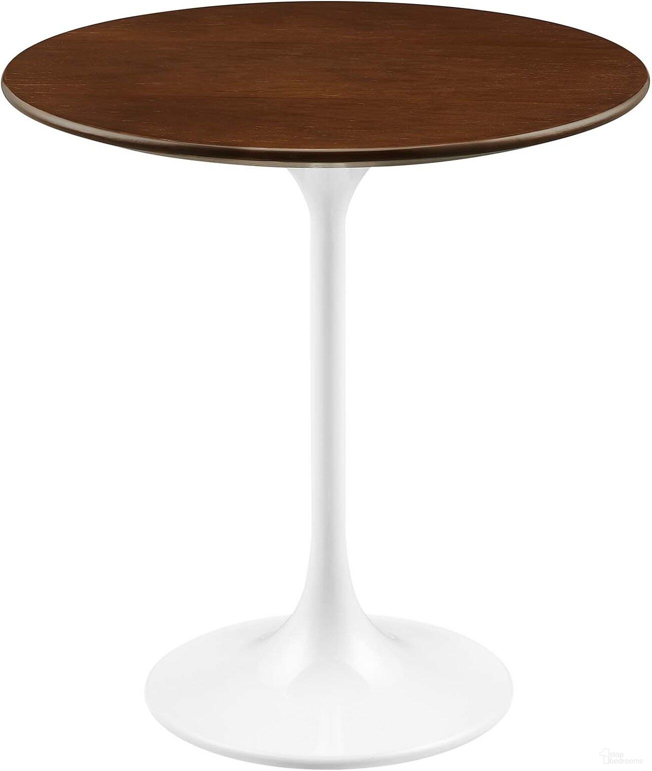 Lippa 20 Inch Round Side Table In Walnut And White