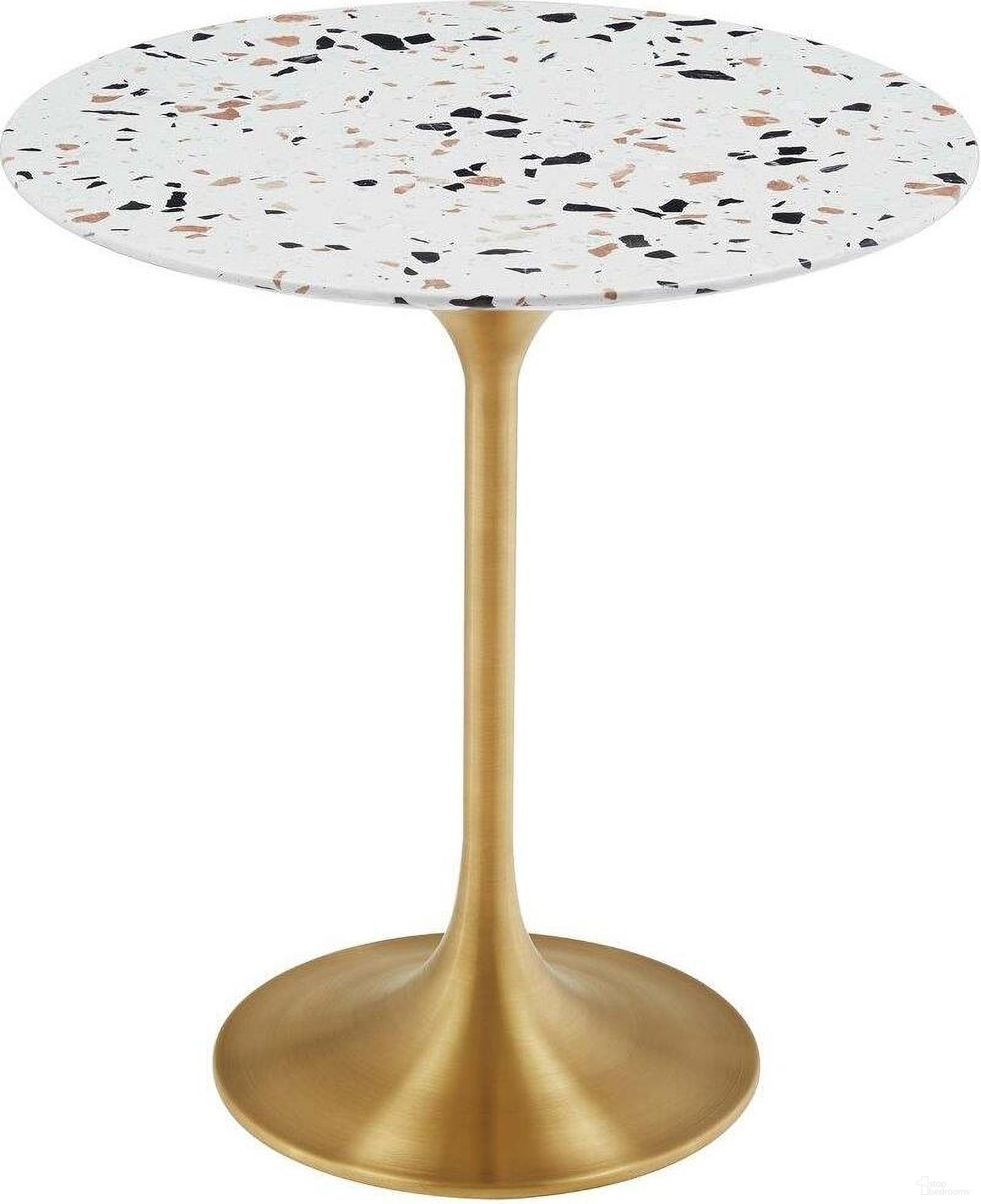 Lippa 20 Inch Round Terrazzo Side Table In Gold