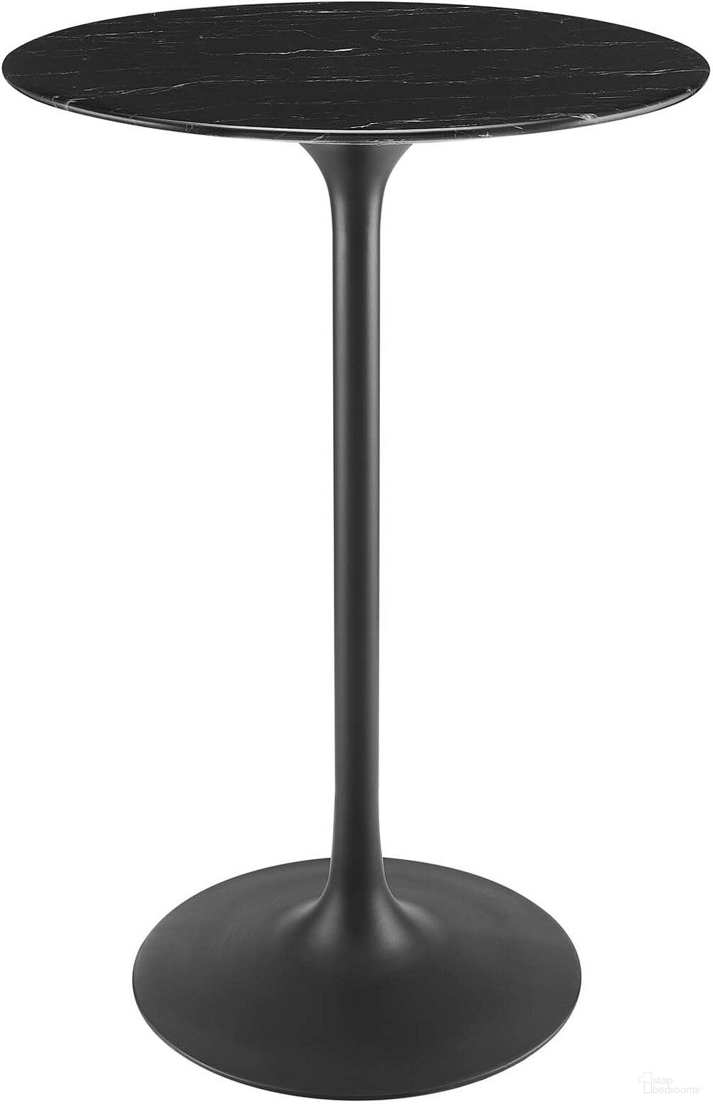 Lippa 28 Inch Artificial Marble Bar Table In Black EEI-4892-BLK-BLK