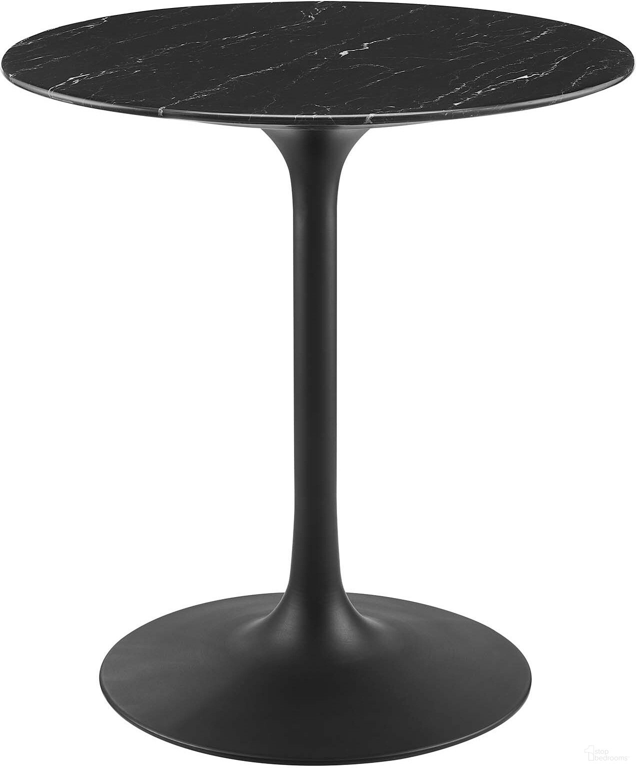 Lippa 28 Inch Artificial Marble Dining Table In Black EEI-4867-BLK-BLK