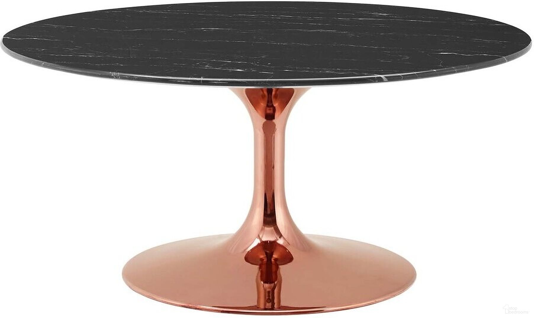 Lippa 36 Inch Artificial Marble Coffee Table In Black