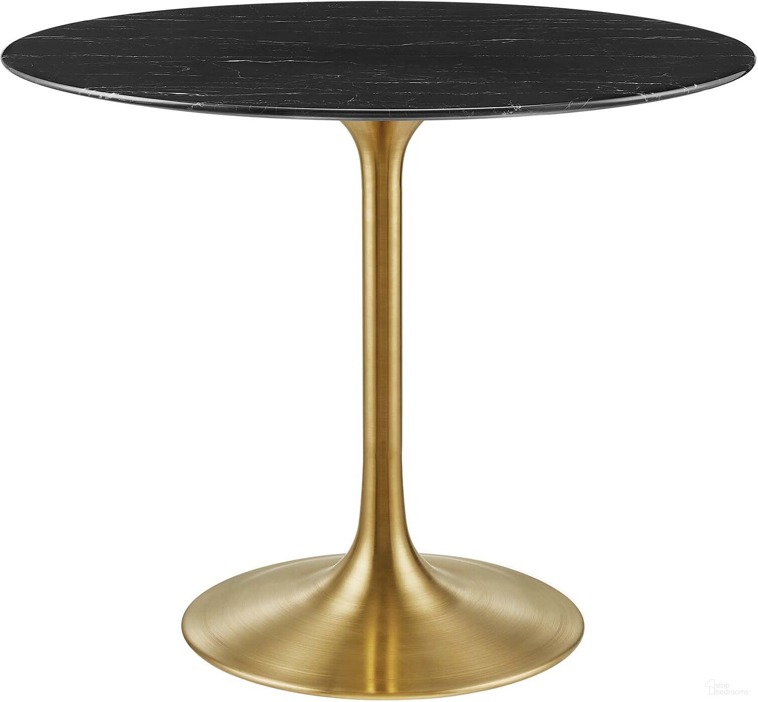 Lippa 36 Inch Artificial Marble Dining Table In Black and Gold