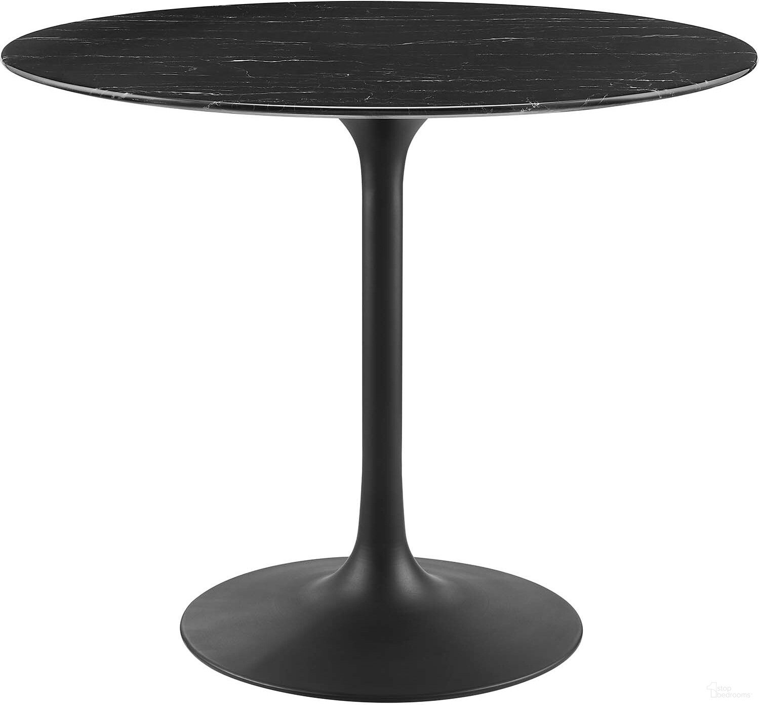 The appearance of Lippa 36 Inch Artificial Marble Dining Table In Black EEI-4868-BLK-BLK designed by Modway in the modern / contemporary interior design. This black piece of furniture  was selected by 1StopBedrooms from Lippa Collection to add a touch of cosiness and style into your home. Sku: EEI-3447-BLK-BASE;EEI-4062-BLK-TOP. Table Base Style: Pedestal. Table Top Shape: Round. Material: Wood. Size: 36".