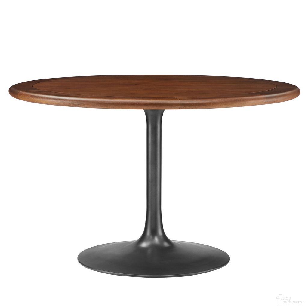 The appearance of Lippa 48 Inch Round Pedestal Solid Wood Dining Table In Black Walnut designed by Modway in the modern / contemporary interior design. This black walnut piece of furniture  was selected by 1StopBedrooms from Lippa Collection to add a touch of cosiness and style into your home. Sku: EEI-6987-BLK-BASE;EEI-7001-WAL-TOP. Table Base Style: Pedestal. Table Top Shape: Round. Size: 48". Material: Solid Wood.