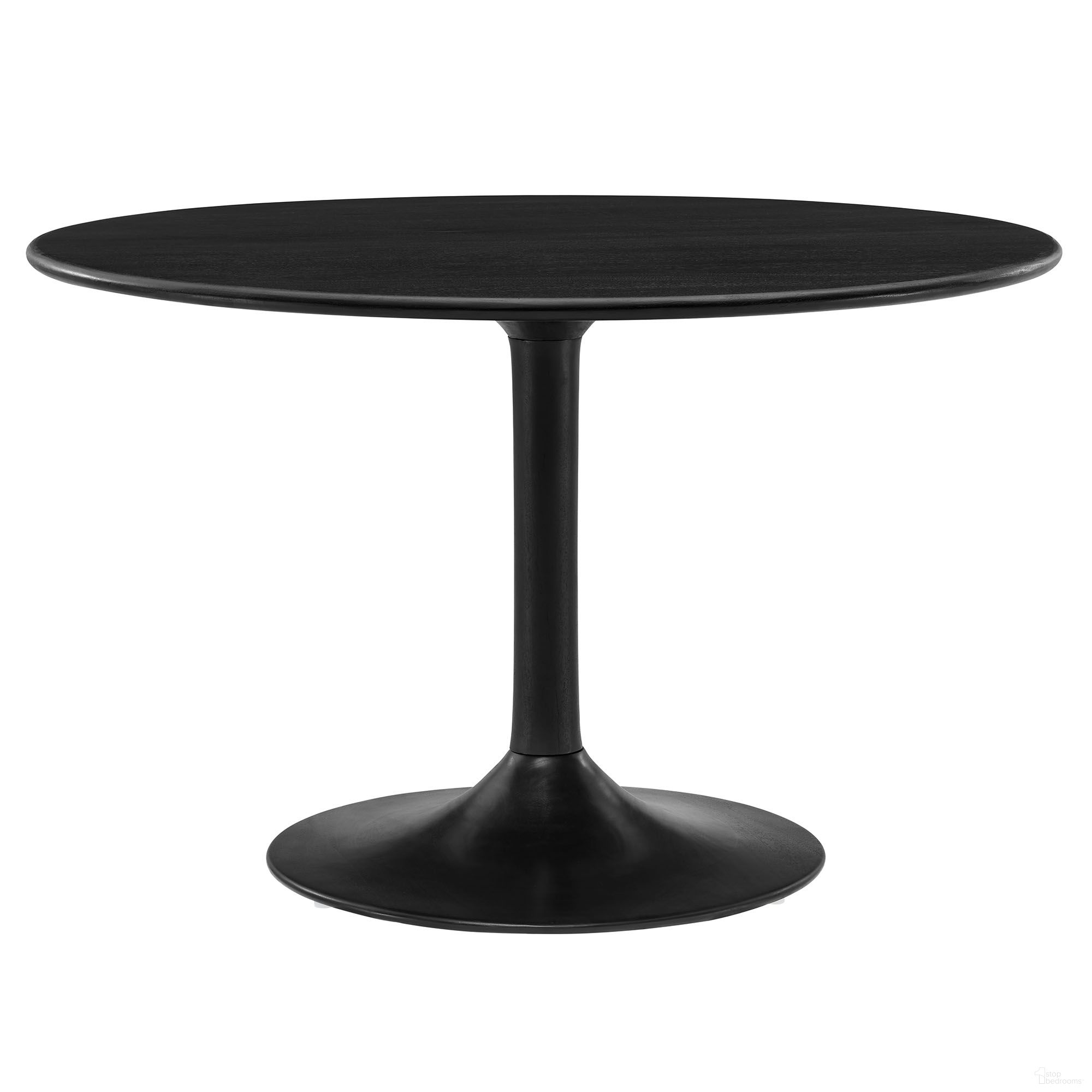 Lippa 48 Inch Round Solid Wood Dining Table In Black
