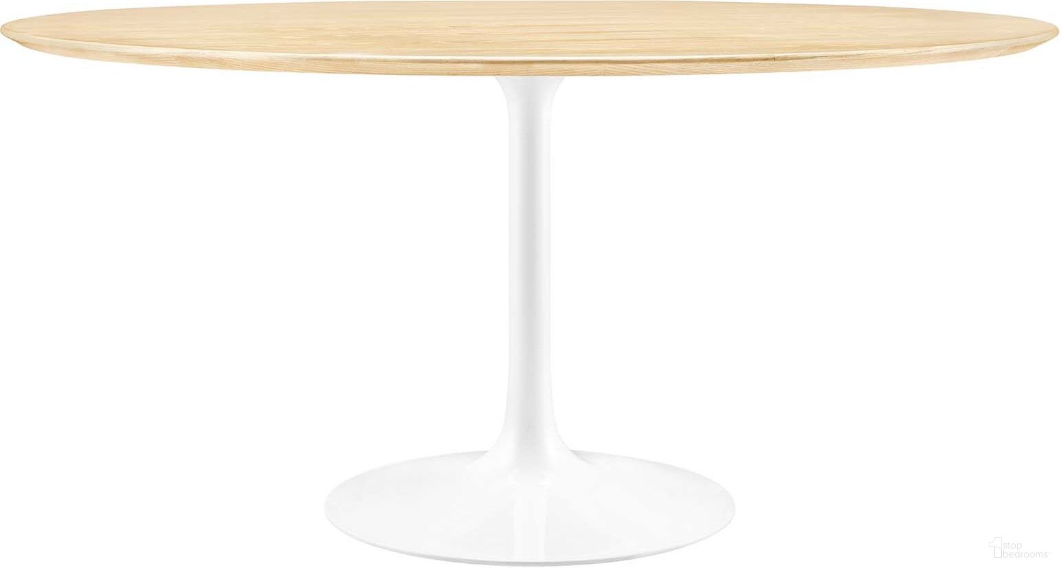 The appearance of Lippa 60 Inch Dining Table In White/Natural designed by Modway in the modern / contemporary interior design. This white natural piece of furniture was selected by 1StopBedrooms from Lippa Collection to add a touch of cosiness and style into your home. Sku: EEI-1113-BASE;EEI-4052-NAT-TOP. Table Base Style: Pedestal. Table Top Shape: Round. Material: MDF. Size: 60".