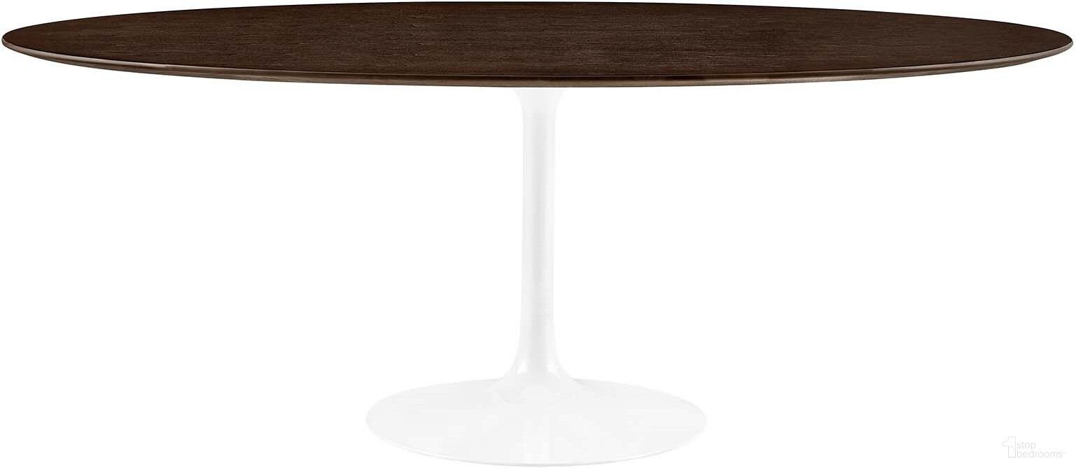 The appearance of Lippa 78 Inch Oval Dining Table In White/Cherry Walnut designed by Modway in the modern / contemporary interior design. This white cherry walnut piece of furniture  was selected by 1StopBedrooms from Lippa Collection to add a touch of cosiness and style into your home. Sku: EEI-4055-CHE-TOP;EEI-6998-WHI-BASE. Table Base Style: Pedestal. Table Top Shape: Oval. Material: MDF. Size: 47" x 78".