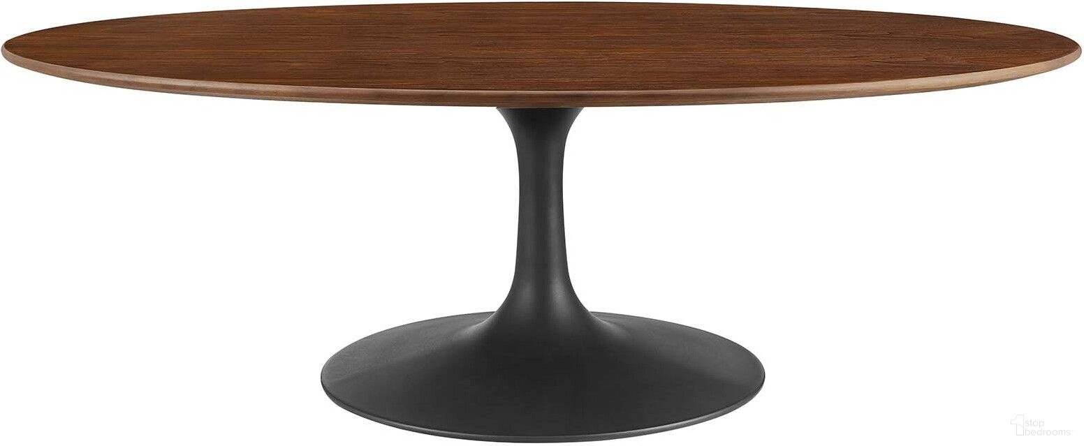 The appearance of Lippa 48 Inch Oval-Shaped Coffee Table In Black Walnut designed by Modway in the modern / contemporary interior design. This black walnut piece of furniture  was selected by 1StopBedrooms from Lippa Collection to add a touch of cosiness and style into your home. Sku: EEI-1833-WAL-TOP;EEI-3449-BLK-BASE. Material: MDF.