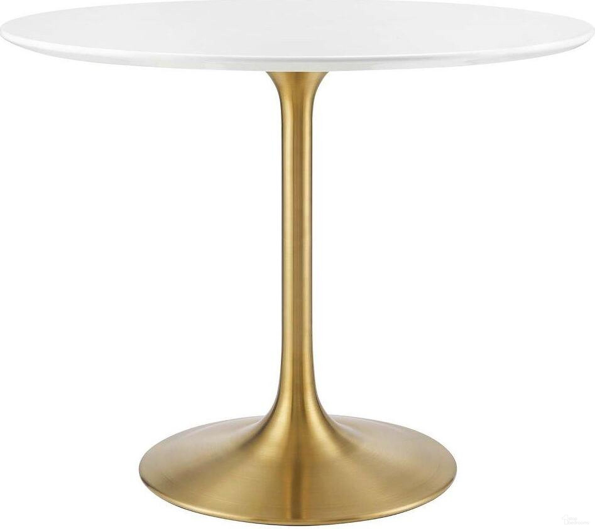 Lippa Gold and White 36 Inch Round Wood Dining Table