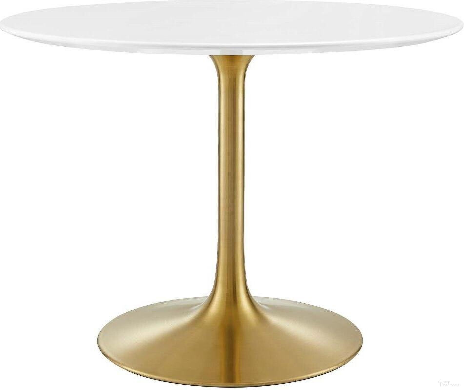 Lippa Gold and White 40 Inch Round Wood Dining Table