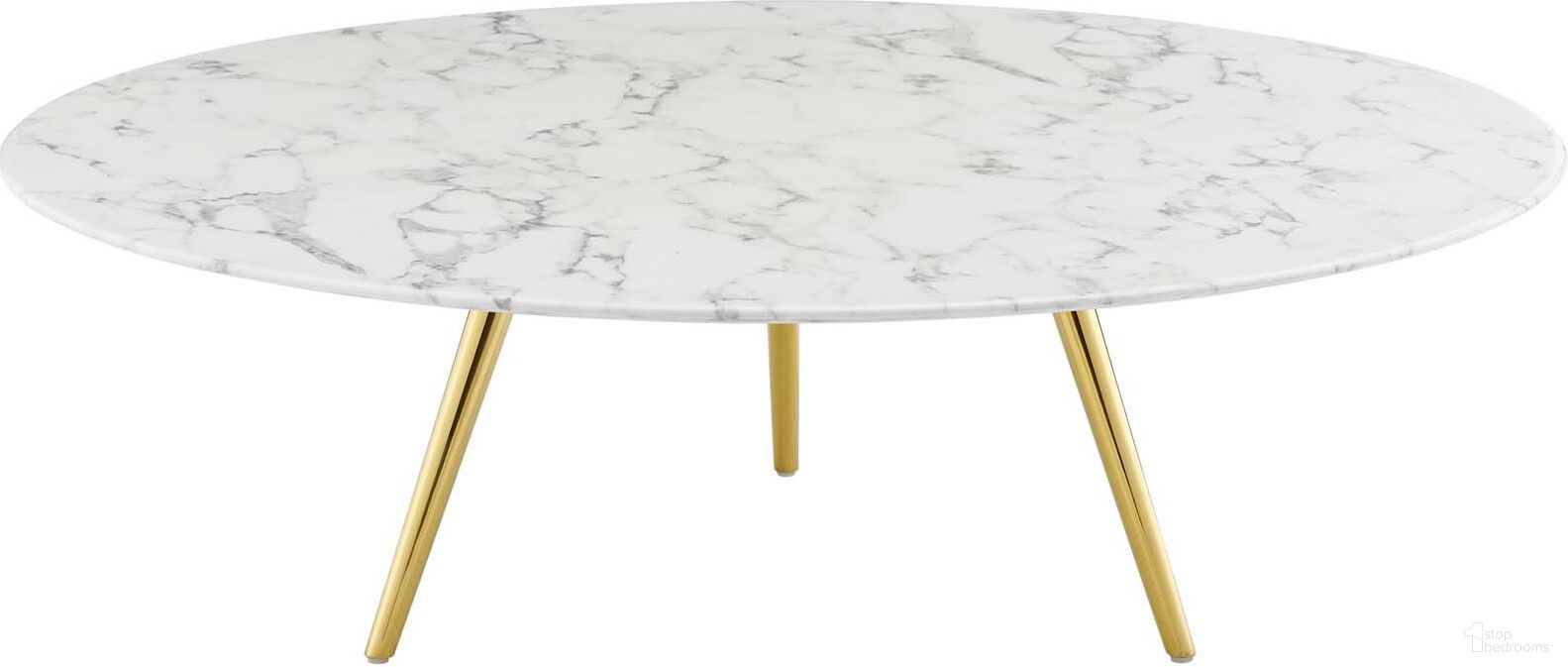 The appearance of Lippa Gold and White 47 Inch Round Artificial Marble Coffee Table with Tripod Base EEI-3673-GLD-WHI designed by Modway in the modern / contemporary interior design. This white marble and brushed gold piece of furniture was selected by 1StopBedrooms from Lippa Collection to add a touch of cosiness and style into your home. Sku: EEI-1131-WHI-TOP;EEI-3582-GLD;EEI-3584-WHI. Material: Stainless Steel.