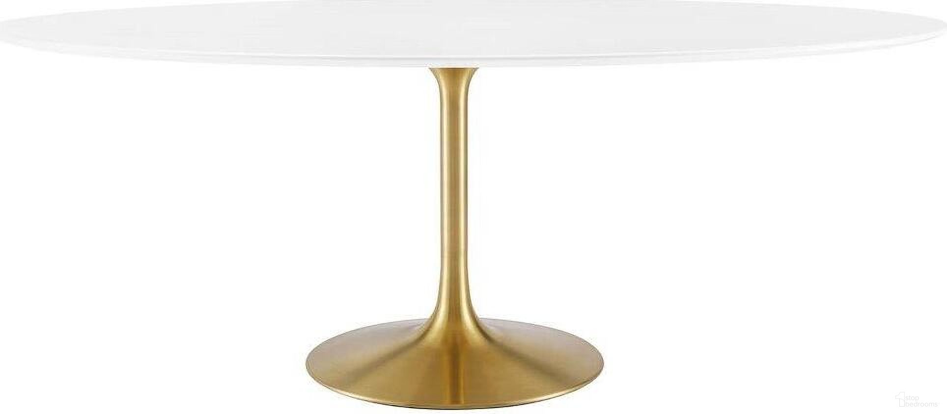 The appearance of Lippa Gold and White 78 Inch Oval Wood Dining Table designed by Modway in the modern / contemporary interior design. This gold and white piece of furniture was selected by 1StopBedrooms from Lippa Collection to add a touch of cosiness and style into your home. Sku: EEI-1657-WHI-TOP;EEI-7000-GLD-BASE. Table Base Style: Pedestal. Table Top Shape: Oval. Material: MDF. Size: 47" x 78".