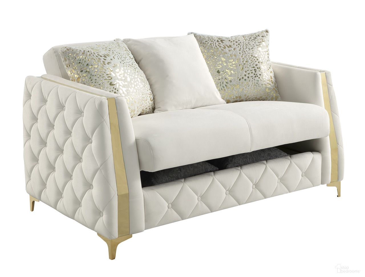 Lippa Loveseat In Gold and Off white