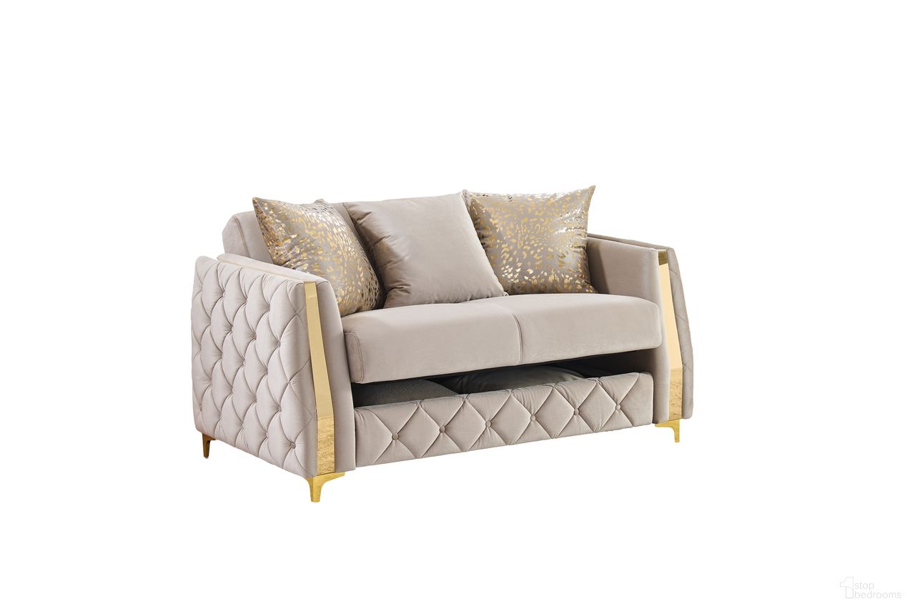Lippa Loveseat In Taupe and Gold