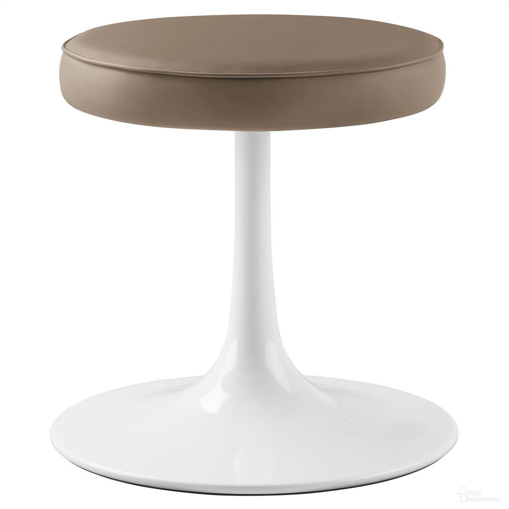 Lippa Vegan Leather Round Stool In Mushroom Brown
