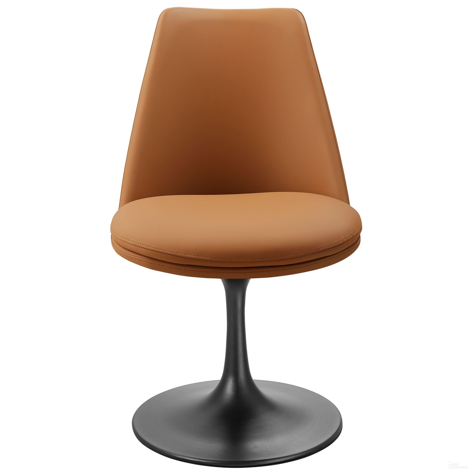 Lippa Vegan Leather Swivel Dining Chair In Black and Tan