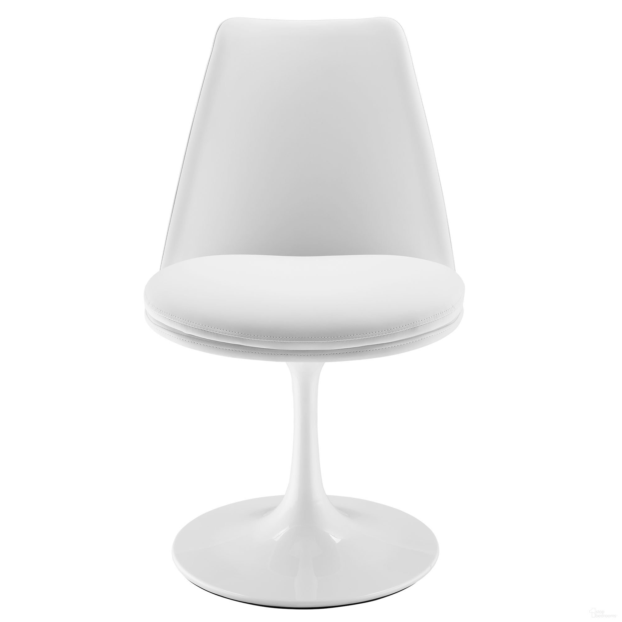 Lippa Vegan Leather Swivel Dining Chair In White