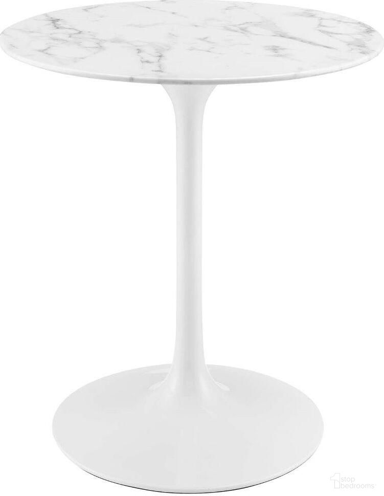 Lippa White 28 Inch Round Artificial Marble Dining Table