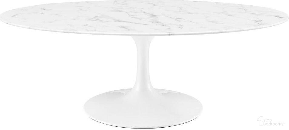 The appearance of Lippa White 48 Inch Oval-Shaped Artificial Marble Coffee Table designed by Modway in the modern / contemporary interior design. This white marble piece of furniture  was selected by 1StopBedrooms from Lippa Collection to add a touch of cosiness and style into your home. Sku: EEI-1114-BASE;EEI-1834-WHI-TOP. Material: MDF.