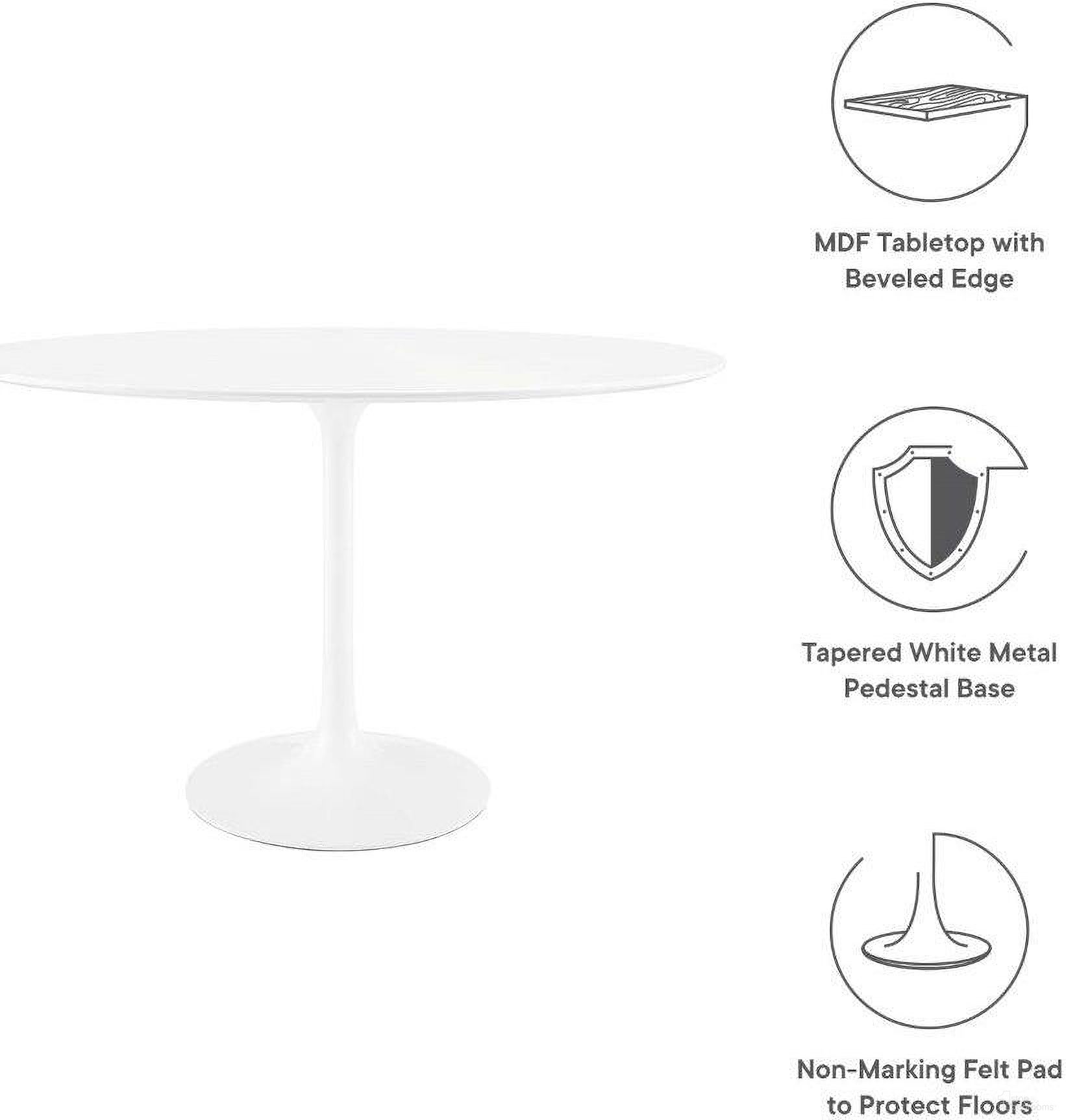 Lippa White 48 Inch Oval Wood Top Dining Table by Modway | 1StopBedrooms