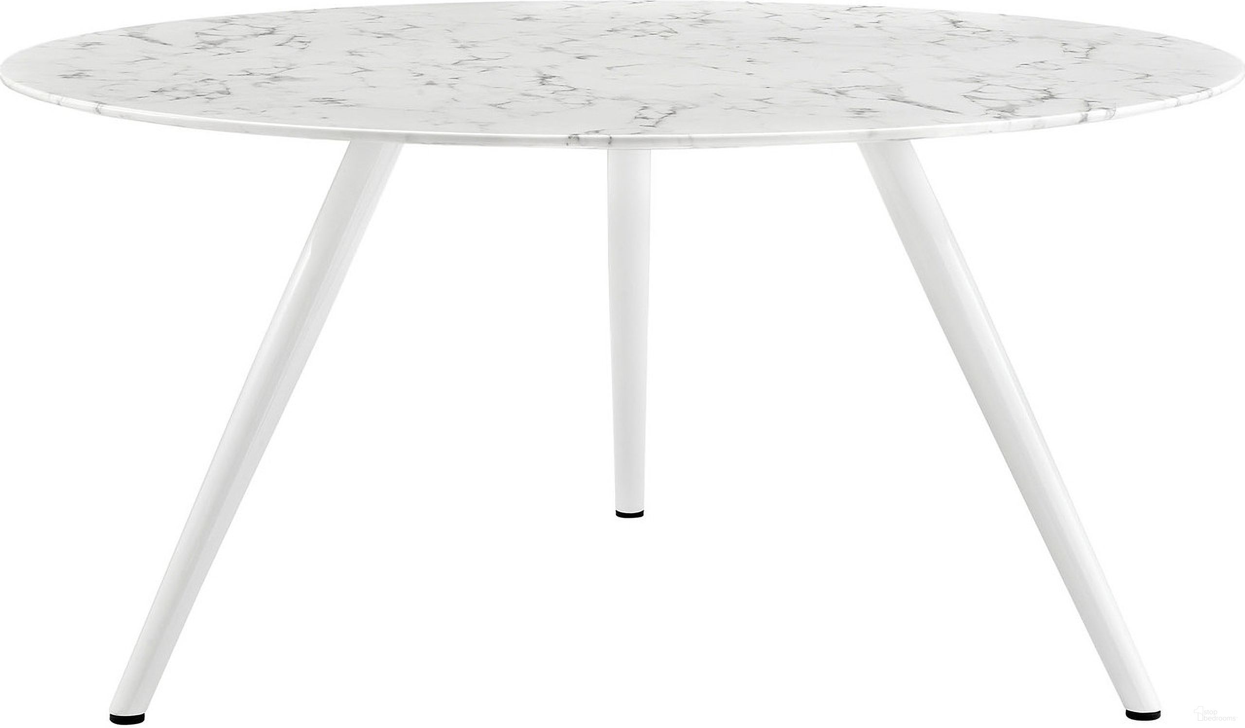 The appearance of Lippa 60 Inch Artificial Marble Round Dining Table with Tripod Base In White designed by Modway in the modern / contemporary interior design. This white marble piece of furniture  was selected by 1StopBedrooms from Lippa Collection to add a touch of cosiness and style into your home. Sku: EEI-1133-WHI-TOP;EEI-2299-WHI;EEI-2634-WHI. Table Base Style: Legs. Table Top Shape: Round. Material: MDF. Size: 60".