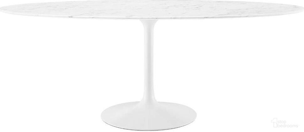 The appearance of Lippa White 78 Inch Oval Artificial Marble Dining Table designed by Modway in the modern / contemporary interior design. This white piece of furniture  was selected by 1StopBedrooms from Lippa Collection to add a touch of cosiness and style into your home. Sku: EEI-1659-WHI-TOP;EEI-6998-WHI-BASE. Table Base Style: Pedestal. Table Top Shape: Oval. Material: MDF. Size: 47" x 79".