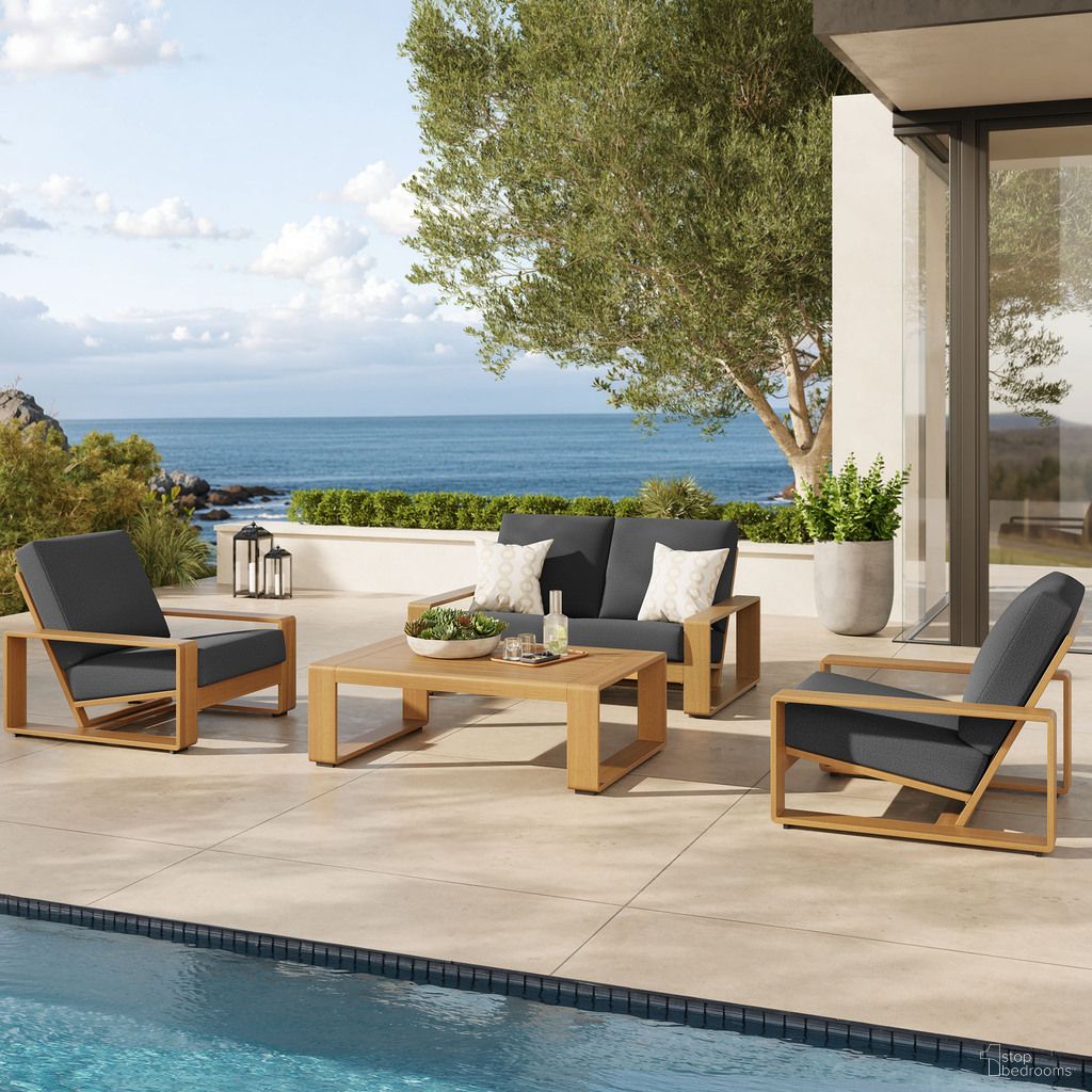 The appearance of Lirienne 4-Piece Outdoor Patio Aluminum Faux Wood Furniture Set In Charcoal and Natural designed by Modway in the modern / contemporary interior design. This charcoal and natural piece of furniture  was selected by 1StopBedrooms from Lirienne Collection to add a touch of cosiness and style into your home. Sku: EEI-7296-CHA-NAT;EEI-7297-CHA-NAT;EEI-7299-NAT;EEI-7296-CHA-NAT. Material: Aluminum.