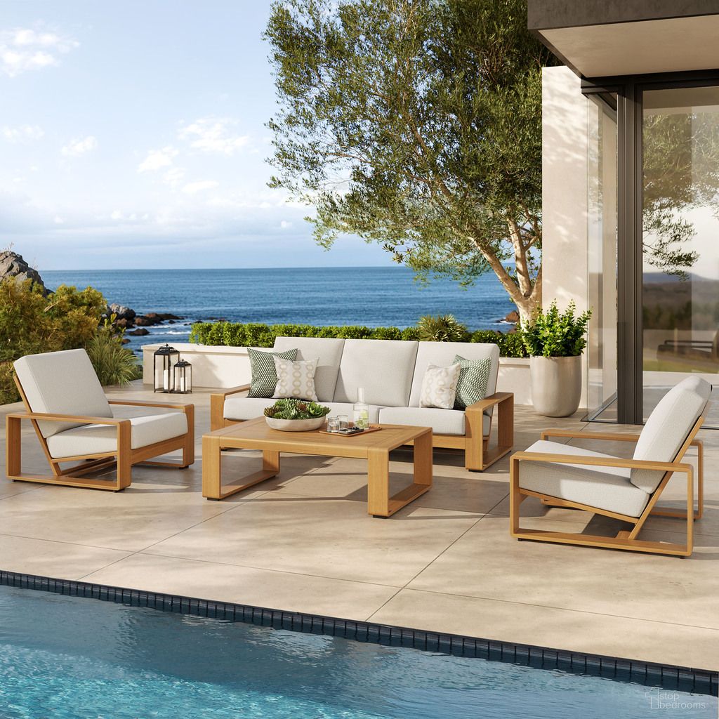 The appearance of Lirienne 4-Piece Outdoor Patio Aluminum Faux Wood Furniture Set In Ivory and Natural designed by Modway in the modern / contemporary interior design. This ivory and natural piece of furniture  was selected by 1StopBedrooms from Lirienne Collection to add a touch of cosiness and style into your home. Sku: EEI-7296-IVO-NAT;EEI-7298-IVO-NAT;EEI-7299-NAT;EEI-7296-IVO-NAT. Material: Aluminum.
