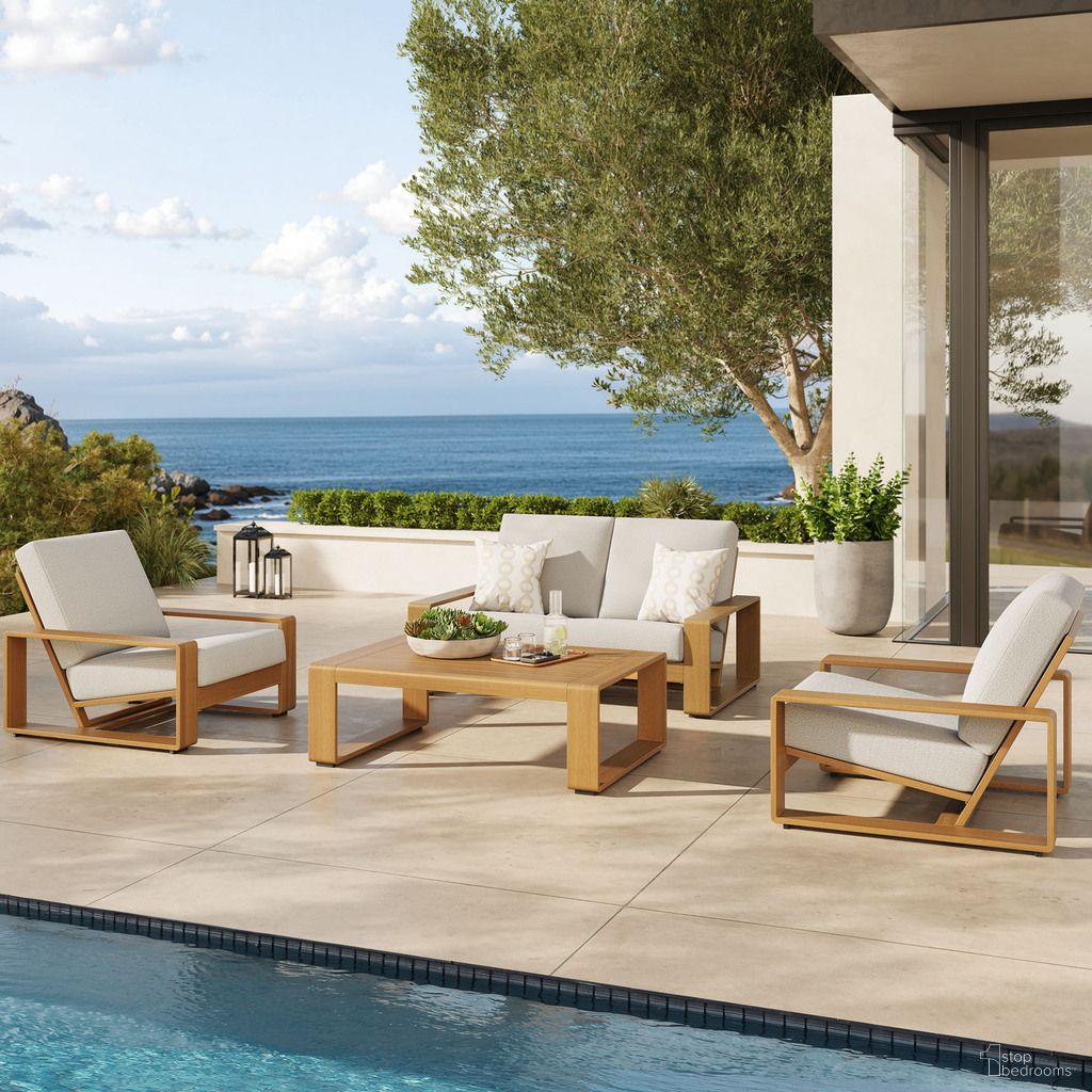 The appearance of Lirienne 4-Piece Outdoor Patio Aluminum Faux Wood Furniture Set In Ivory and Natural designed by Modway in the modern / contemporary interior design. This ivory and natural piece of furniture was selected by 1StopBedrooms from Lirienne Collection to add a touch of cosiness and style into your home. Sku: EEI-7296-IVO-NAT;EEI-7297-IVO-NAT;EEI-7299-NAT;EEI-7296-IVO-NAT. Material: Aluminum.