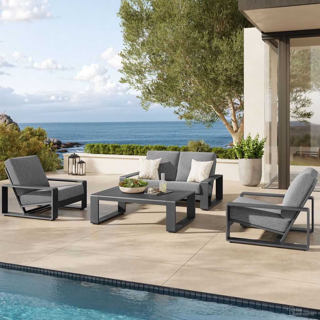 Lirienne 4-Piece Outdoor Patio Aluminum Furniture Set In Light Gray