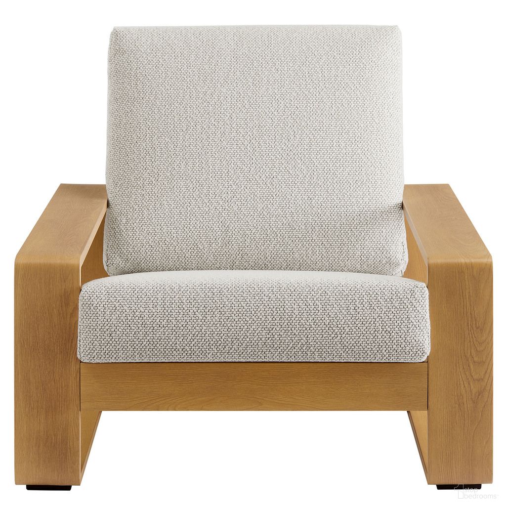 The appearance of Lirienne Outdoor Patio Aluminum Faux Wood Armchair In Ivory and Natural designed by Modway in the modern / contemporary interior design. This ivory and natural piece of furniture  was selected by 1StopBedrooms from Lirienne Collection to add a touch of cosiness and style into your home. Sku: EEI-7296-IVO-NAT. Material: Aluminum.