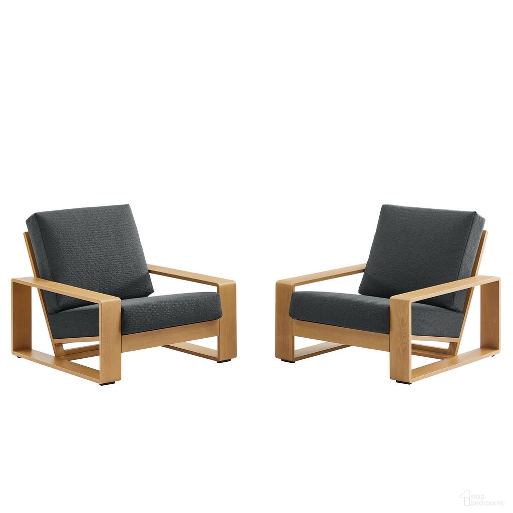 The appearance of Lirienne Outdoor Patio Aluminum Faux Wood Armchairs Set of 2 In Charcoal and Natural designed by Modway in the modern / contemporary interior design. This charcoal and natural piece of furniture was selected by 1StopBedrooms from Lirienne Collection to add a touch of cosiness and style into your home. Sku: EEI-7296-CHA-NAT;EEI-7296-CHA-NAT. Material: Aluminum.