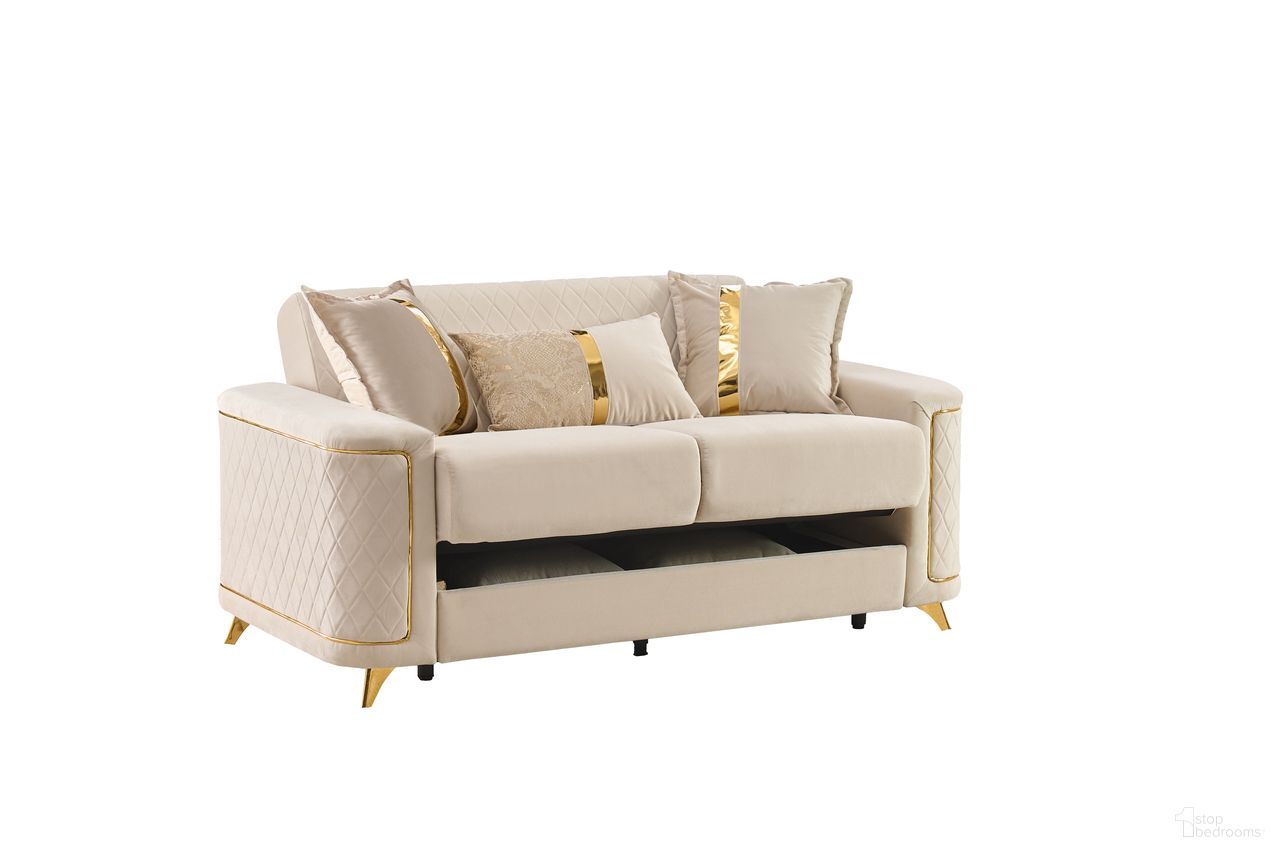 Lisa Loveseat In Ivory and Gold