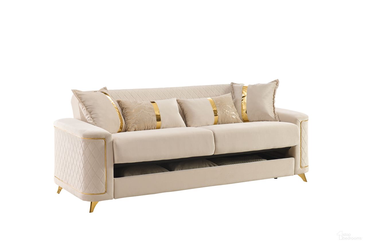 Lisa Sofa In Ivory and Gold