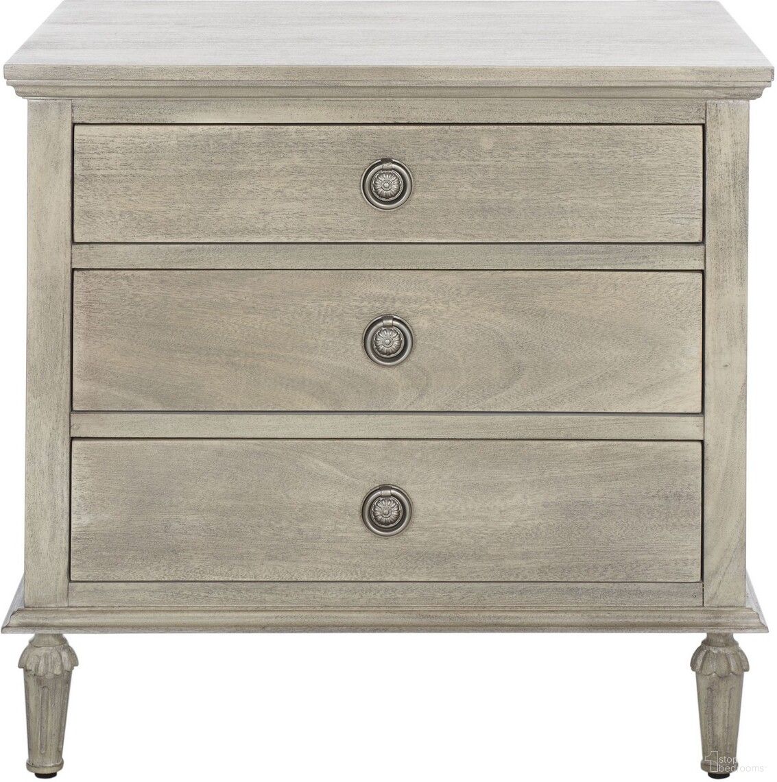 Lisabet 3 Drawer Wood Nightstand In Light Grey