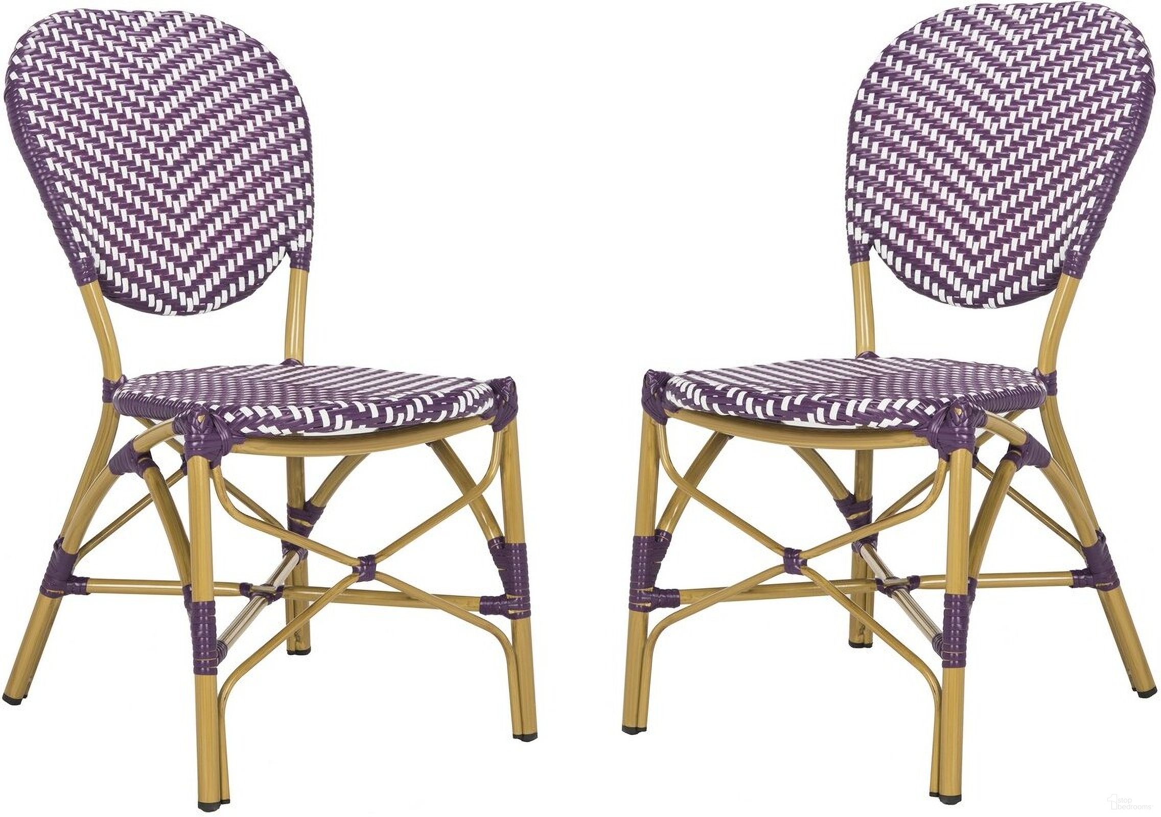 The appearance of Lisbeth French Bistro Side Chair Set of 2 in Purple designed by Safavieh in the transitional interior design. This purple piece of furniture was selected by 1StopBedrooms from Lisbeth Collection to add a touch of cosiness and style into your home. Sku: PAT4010C-SET2. Material: Rattan.