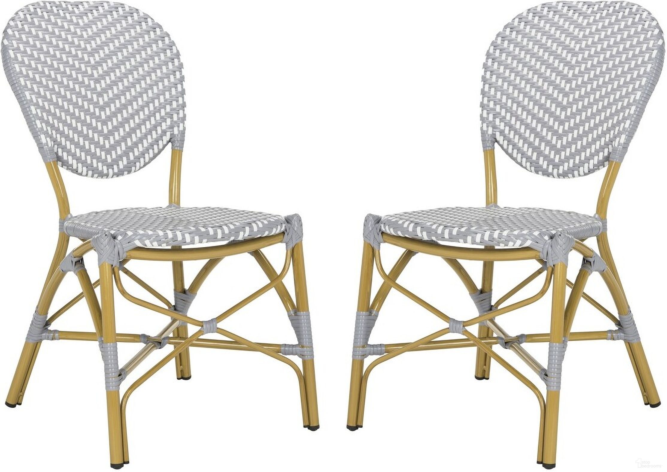 The appearance of Lisbeth Grey and White French Bistro Stacking Side Chair Set of 2 designed by Safavieh in the transitional interior design. This grey/white piece of furniture was selected by 1StopBedrooms from Lisbeth Collection to add a touch of cosiness and style into your home. Sku: PAT4010B-SET2. Material: Aluminium. Chair Type: Side Chair.