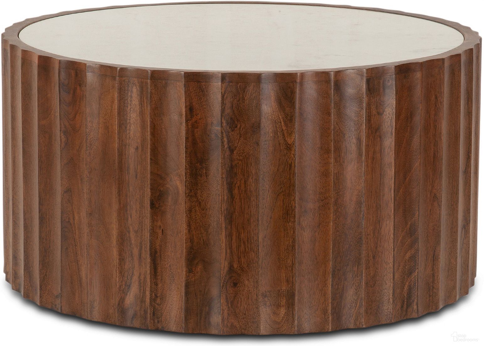 Lisbon Modern White Marble Coffee Table In Matte Brown