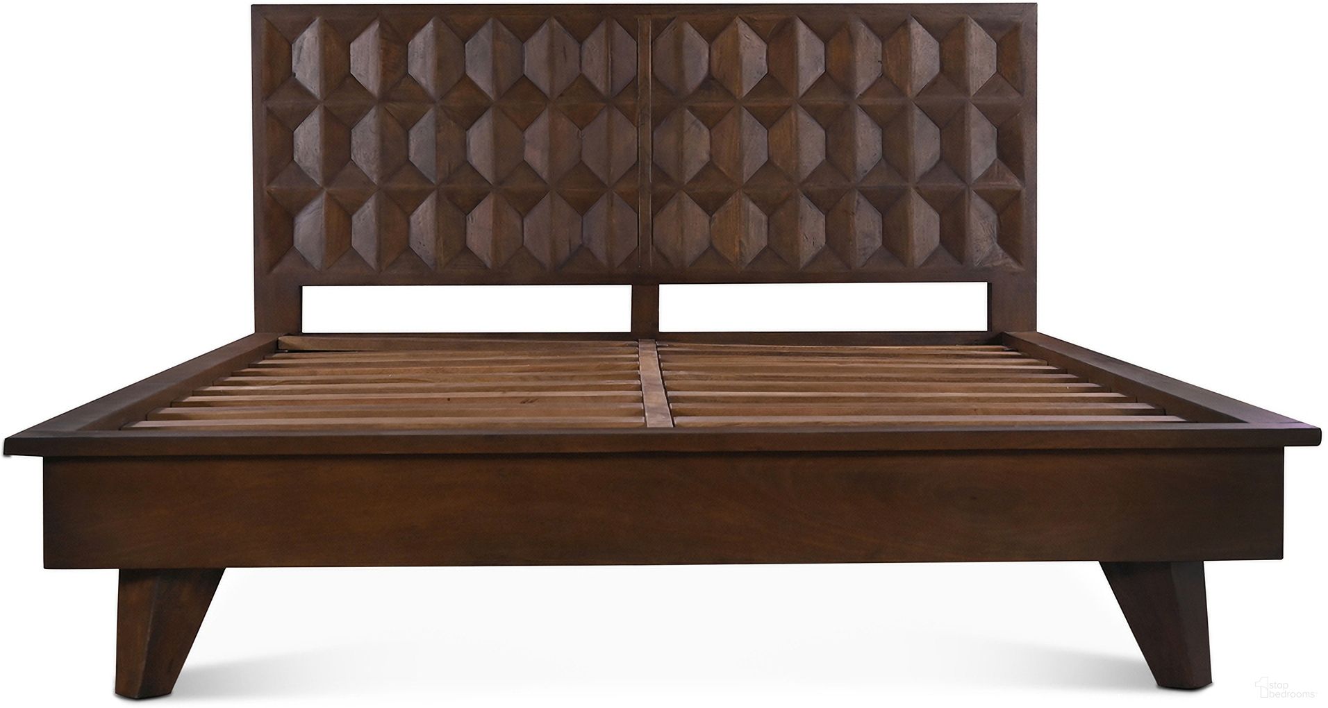 The appearance of Lisbon Queen Bed In Royal Brown designed by Home Trends and Design in the modern / contemporary interior design. This brown piece of furniture  was selected by 1StopBedrooms from Lisbon Collection to add a touch of cosiness and style into your home. Sku: ZWLISQBRB. Bed Type: Platform Bed. Bed Size: Queen. Material: Mango Wood.